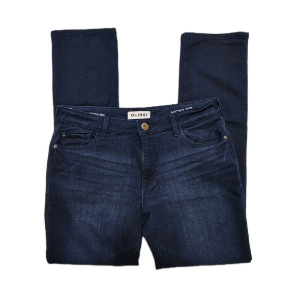 DL1961 Nicky Mid Rise Cigarette Jeans In Wooster Dark Wash Women's 32 Stretch - Picture 8 of 10